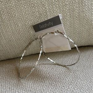 Relativity Silver Textured Hoop Earrings